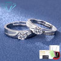 ราคา LY JEWELRY แหวนคู่เงินแท้ S925 ฝังเพชรโมอีส 20-30 ตังค์ D color VVS1 : I9005 (18473192044)