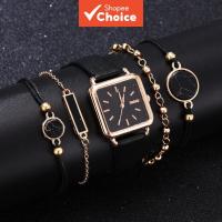 ราคา 1 ชิ้น Minimalist Square Pointer นาฬิกาควอตซ์ & 4 ชิ้นสร้อยข้อมือนาฬิกาผู้หญิงนักเรียนผู้หญิงนาฬิกาข้อมือ (24288813791)