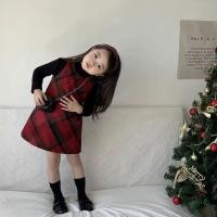 ราคา ชุดเดรสเอี๊ยมลายสก็อตสีแดงเด็กผู้หญิง ชุดเสื้อแขนยาวในชุดเดียว สไตล์คริสมาสน่ารัก (57302541884)