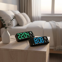 ราคา นาฬิกาแขวนผนังดิจิตอล LED ขนาด 10 นิ้ว นาฬิกาปลุกห้องนอนพร้อมหน้าจอขนาดใหญ่ แสดงอุณหภูมิ นับถอยหลัง ปรับแสงอัตโนมัติ ฟังก์ชันเลื่อนปลุก - ระบบ 12/24 ชั่วโมง (58150654204)