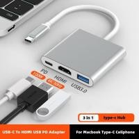 ราคา 3 in 1 Type-c เป็น HDMI USB PD อะแดปเตอร์ชาร์จ USB-C Digital AV Multiport Converter (41464144361)