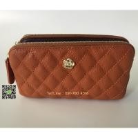 ราคา กระเป๋าหนังแกะแท้ 100% ซิปคู่ ปั๊มลายลายคาเวียร์ สีส้ม (1006359530)