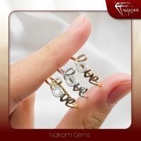 ราคา NAKORN GEMS แหวนทองคำแท้14K(ทอง58.5%)ดีไซน์ตัวอักษรLOVE ประดับเพชรแท้ ขายได้ จำนำได้ พร้อมใบรับประก (26773131236)