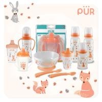 ราคา [เซต] Pur เซตของใช้เด็ก 7 ชิ้น ลาย สัตว์แสนซน Happy Animal Set - Salmon (40103450130)