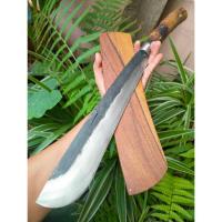 ราคา มีดมาเชเต้ Machete มีดสปาต้า มีดควาญ มีดเหน็บ มีดเดินป่า มีดแคมป์ 13.2” SUP9 ตีร้อนชุบแข็ง ผิวไฟ ด้ามเหง้าไผ่ ฝักกระถิน (26509316896)