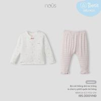 ราคา Nous - ชุดเสื้อแขนยาวทรงตรงพิมพ์ลายเชอร์รี่และกางเกงลายทางสีชมพู - NB - SS24ที7ข (27961114557)