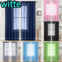 ราคา WITTE 1/2 ชิ้นผ้าม่านหน้าต่างบาง, 100x130 ซม.100x250 ซม.กระเป๋า Voile Sheer ผ้าม่าน, โพลีเอสเตอร์ Tulle แผงโปร่งใสประตูผ้าม่าน Shades ห้องนั่งเล่นห้องนอนตกแต่งห้องครัว (50352667582)