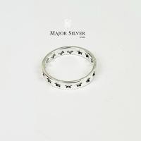ราคา แหวนช่องรูปดาวรอบวง / เงินแท้92.5% แบบเกลี้ยง น่ารัก แฟชั่น คลาสสิค Major silver : E-V-MStH-3 (6653768201)