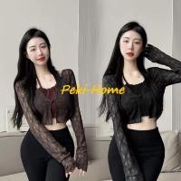 ราคา เสื้อครอปซีทรูบางๆใส่จับคู่แมตช์ง่าย เสื้อครอปเเขนยาวซีทรู (15199031816)