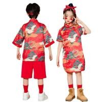 ราคา ❤ ชุดกี่เพ้าสีแดงสำหรับเด็กผู้หญิงเด็กผู้ชายสีแดง (28050130211)