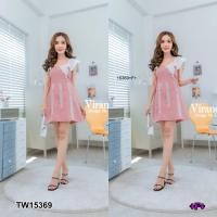 ราคา GN15369 **รบกวนสอบถามstockก่อนสั่งซื้อจ้า** เดรสทรงแขนกุด ไหล่แต่งระบาย ช่วงกระโปรงแต่งผ้าลูกไม้ (10100319605)