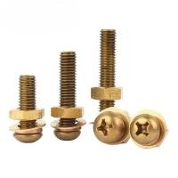 ราคา ทองเหลือง Cross Round Head Screw Nut Set หัวกระทะทองแดงสกรู Spike Spacer FittingsM3-M8 [KZS] (25882438997)