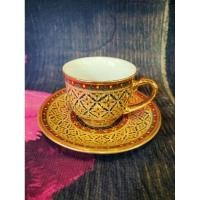 ราคา แก้วมัค ถ้วยกาแฟ เบญจรงค์ถมทองลายพิกุลทอง (23775790106)