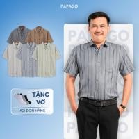 ราคา PAPAGO เสื้อผู้ชายวัยกลางคนแขนสั้น ผ้านุ่ม เย็นสบาย ผ้าลายทางคุณภาพสูง - P23SNKD001 (43715996795)