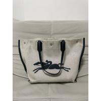 ราคา (Used) ของแท้ Longchamp Essential L Tote Bag In Canvas With Silver Color Metallic Hardware Ecru (43022137034)