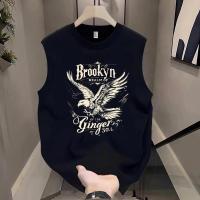 ราคา (กรุงเทพจัดส่งสินค้า)เสื้อกล้าม เสื้อแขนกุด เสื้อกล้ามโอเวอร์ไซส์สีดำ ลายกราฟิกนกอินทรี เท่มีสไตล์ (42265186334)