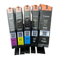 ราคา CANON PGI-750 Bk - CLI-751 bk ,C,M,Y, หมึกแท้ ยกชุด5ตลับ (NO BOX) (4316067749)