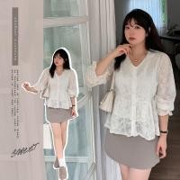 ราคา [ อกถึง 50" ] : PMP2209 : พรีออเดอร์ เสื้อผ้าไซส์ใหญ่ คนอ้วน เสื้อลูกไม้คอวีสาวอวบ ใส่ออกงาน มีซับใน (16295917619)