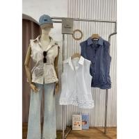 ราคา เสื้อเชิ๊ต แขนกุด ทรงยาว แต่งระบายชายเสื้อ อก 38-40 (43904108164)