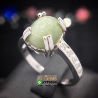 ราคา แหวนไพฑูรย์ แหวนเงินแท้ 92.5% ชุบทองคำขาว ประดับ พลอยไพฑูรย์แท้ (พลอยแท้หายาก) ตกแต่ง เพชร Swiss YTG-9633 (4229164961)