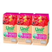 ราคา ยูนิฟ น้ำผักผลไม้ผสมน้ำมิกซ์เบอร์รี่รวม 100% จากน้ำผักผลไม้เข้มข้น 200มล. x 3 กล่อง หมดอายุ07/2021 (5056295666)