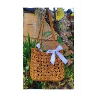 ราคา กระเป๋าถักเชือกร่มสะพายข้างแต่งโบว์ (27885983266)