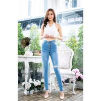 ราคา กางเกงยีนส์เอวสูง ทรงเข้ารูป สียีนส์ฟอก แต่งขาด 1 ข้าง (7661244712)