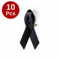 ราคา ริ้บบิ้นดำ 10 ชิ้น ริบบิ้นเข็มกลัดสีทอง แบบเห็นเข็มกลัด สำหรับติดเสื้อ เข็มกลัดริ้บบิ้นไว้อาลัย ส่งจากไทย!!! (44751110422)