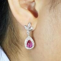 ราคา ต่างหูทับทิมล้อมเพชร (1433827274)