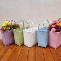 ราคา กระเป๋าสาน ตระกร้าสานเส้นพลาสติกจ่ายตลาด กว้าง13ยาว24สูง23cm (6255560213)