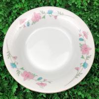 ราคา จานทรงก้นลึกลายดอกไม้ขอบทอง แบรนด์ Adam&Eve ขนาด 9” #เซรามิคมือสองญี่ปุ่น (16619332068)