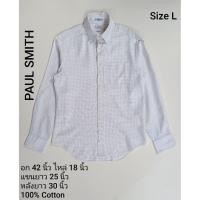 ราคา เสื้อเชิ้ตแขนยาวผู้ชาย PAUL SMITH อก 42 นิ้ว สภาพ 98% มีหนิรอยจุด 2 จุด T099 (54952938836)