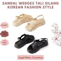 ราคา รองเท้าแตะส้นเตารีดสายไขว้สไตล์แฟชั่นเกาหลี (25024381585)