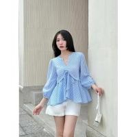 ราคา การออกแบบกระดาษเป็นภาพวาดกระดาษไม่ใช่การตัดเย็บ เย็บเสื้อเชิ้ตผู้หญิงคอวีแขนยาวและพนังเฉียงบานสวย (29111121023)