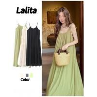 ราคา Lalita เดรสยาว เดรสแขนกุด เดรสคอกลม เนื้อผ้าใส่สบาย ชุดเที่ยวทะเล เดรสหลวมๆ ชุดไปคาเฟ่ ชุดสวย (26431810938)