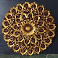 ราคา งานไม้แกะสลัก ไม้สักแท้ สีน้ำตาลโอ๊ค ตกแต่งสีทอง ขนาด 60 ซม. สำหรับตกแต่งสถานที่ Teak Wood Carving 60cm. (14456052969)