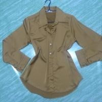 ราคา เสื้อเชิ้ตผู้หญิง สีน้ำตาล ทอง ผ้าซาติน อกฟรีไซร์ (6109319233)