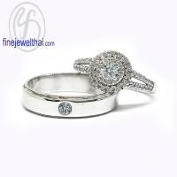 ราคา Finejewelthai-แหวนคู่-แหวนเพชร-แหวนเงินแท้-เพชรสังเคราะห์-แหวนแต่งงาน-ชุบทองคำขาว-R1086-1210cz (28323223100)