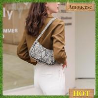 ราคา กระเป๋าสะพายข้างหนังPUพิมพ์ลายงู สไตล์แฟชัน (สีดำ) (41773192784)