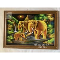 ราคา กรอบรูปไม้สัก ภาพวาดช้าง ผ้ากำมะหยี่สีดำ (3740437542)