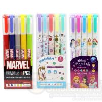 ราคา ชุด ปากกา ไฮไลท์ ปากกาเน้นข้อความ 2 หัว ลายน่ารักๆ Moomin Princess และ Marvel เซท 5 สี (1แพ็ค) ปากกาไฮไลท์ (10116146603)
