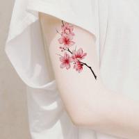 ราคา แทททู สติ๊กเกอร์รอยสักกระดูกไหปลาร้าเซ็กซี่สดดอกพีชสีชมพูภาพใหญ่แขนดอกพลัมโบราณดอกเชอร์รี่สติกเกอร์แบบดอกไม้ (43717726302)