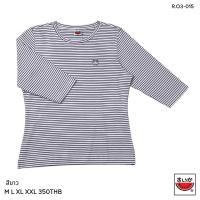 ราคา แตงโม (SUIKA) - เสื้อแตงโม ริ้วคอกลม แขนสามส่วน R.O3-015 (23329693253)