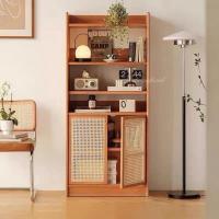 ราคา ตู้หนังสือ / ชั้นวางหนังสืองานไม้แท้ผสมผสานหวายสไตล์ญี่ปุ่น (21091587625)