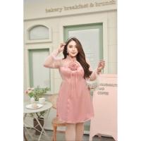 ราคา เดรสสาวอวบ แต่งแขนผ้ามุ้ง (25121837936)