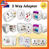 ราคา 3 Way Adaptor Adapter Switch USB Socket Outlet 3 PIN Plug Extension Wall Universal Multi Travel Multi Plug (Sirim) (19780119095)
