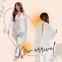 ราคา kp1300# เสื้อเชิ๊ตสไตส์เกาหลี ทรงoversize ตัวเสื้อหน้าสั้นหลังยาวทรงเก๋ ดีเทลกระดุมหน้าชายโค้งทรงสวยด้านหลังแอบเซ็กซี่ (15989882043)