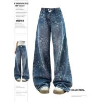 ราคา ▥ กางเกงยีนส์ทรงแบ็กกี้สีน้ำเงินสไตล์วินเทจ Y2k ลายดอกไม้ ฮาราจูกุ 90S ญี่ปุ่น ยุค 2000S แฟชั่น (42323484865)