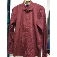 ราคา เสื้อเชิ้ต แขนยาว #มือสอง สีแดงเลือดหมู ลายจุด size M ยี่ห้อ Awesome (4460426133)
