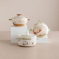 ราคา มูมินฟินแลนด์มูมินน่ารักสีตัดกันสองหูเซรามิกครัวเรือนขนาดเล็กสดครอบคลุมซุปหม้อเตาแก๊สสากล (24426134161)